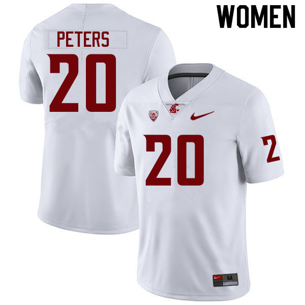Women #20 Orion Peters Washington State Cougars College Football Jerseys Sale-White